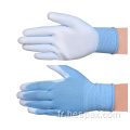 Gants bleus en tricotés en polyester en revêtement en PU Hespax PU